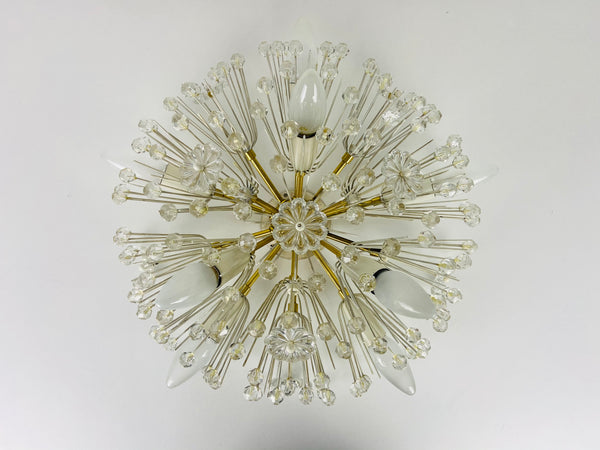 Glass and Brass 'Snowflake' Flush Mount by Emil Stejnar for Rupert Nikoll, 1960s