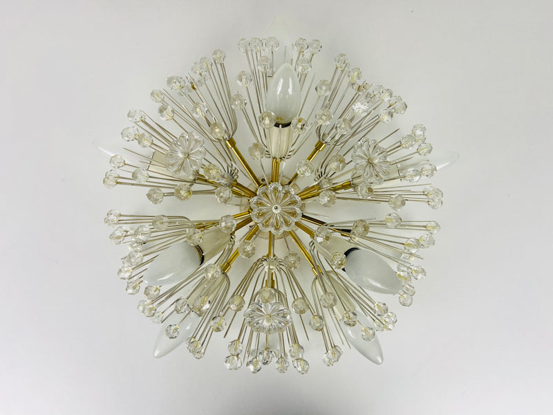 Glass and Brass 'Snowflake' Flush Mount by Emil Stejnar for Rupert Nikoll, 1960s
