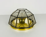 Iron and Bubble Glass Flush Mount by Glashütte Limburg, 1960s
