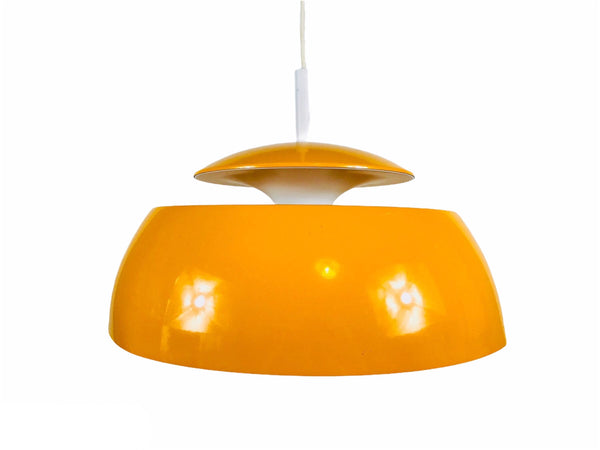 Space Age Orange Metal Hanging Lamp by Temde, Suisse, 1970s
