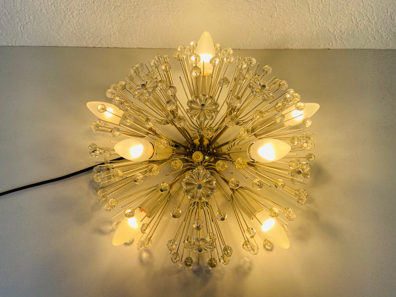 Glass and Brass 'Snowflake' Flush Mount by Emil Stejnar for Rupert Nikoll, 1960s