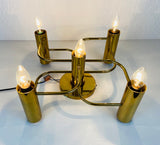 Midcentury Brass 5-Arm Flush Mount by Leola, 1960s