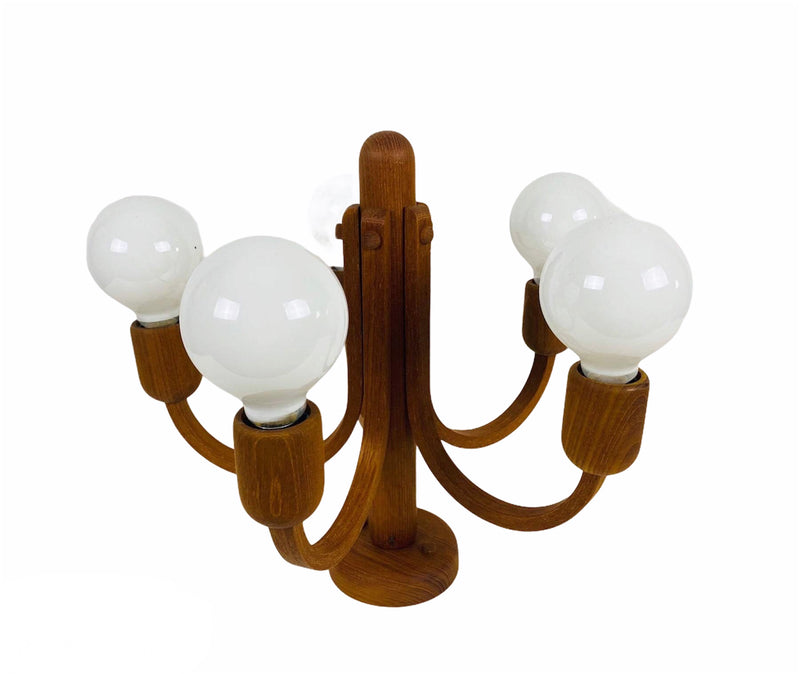 Teak Pendant Lamp with 5 Arms by Domus, 1960s