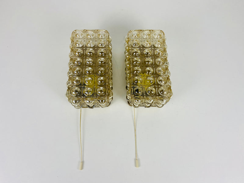 Pair of Midcentury Bubble Glass Wall Lamps by Helena Tynell for Limburg, 1960s