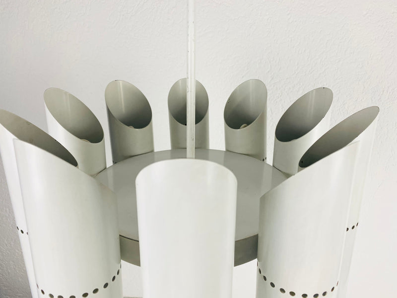 Midcentury White 10-Arm Space Age Chandelier, 1960s