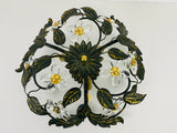 Green Florentine Flower Shape Flushmount Attributed to Banci Firenze, 1960s