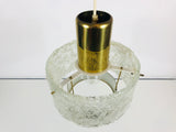 Kaiser Mid Century Brass and Ice Glass Chandelier, Germany, 1960s