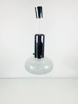 Chrome and Murano Glass Hanging Lamp, Italy, 1970s