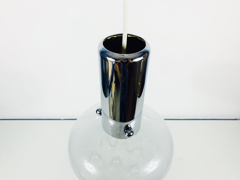 Chrome and Murano Glass Hanging Lamp, Italy, 1970s