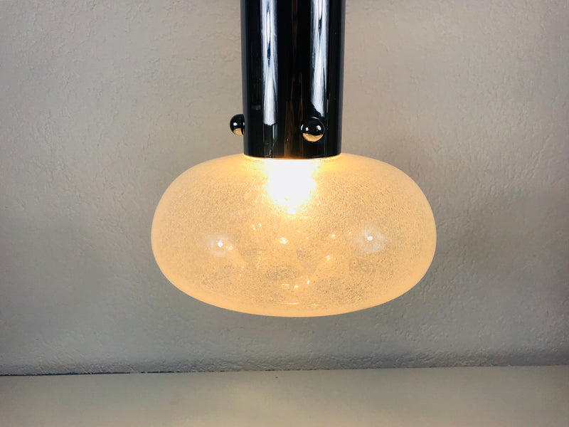 Chrome and Murano Glass Hanging Lamp, Italy, 1970s