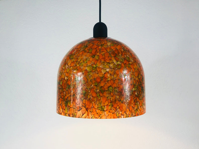 Peill and Putzler Tiffany Colorful Glass Hanging Lamp, Germany 1970s