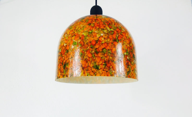 Peill and Putzler Tiffany Colorful Glass Hanging Lamp, Germany 1970s