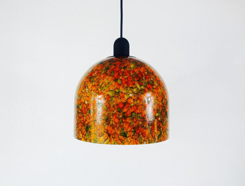 Peill and Putzler Tiffany Colorful Glass Hanging Lamp, Germany 1970s
