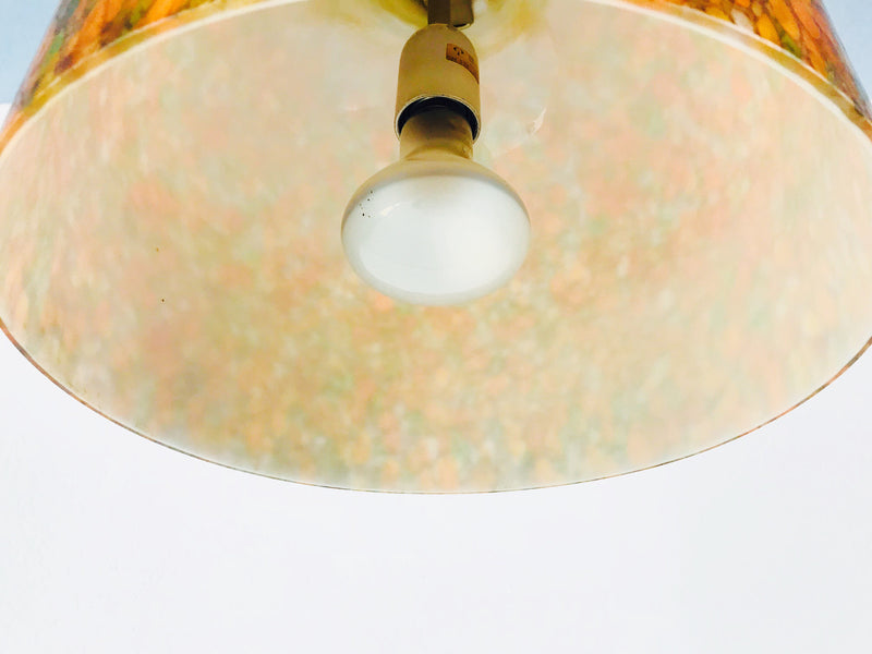 Peill and Putzler Tiffany Colorful Glass Hanging Lamp, Germany 1970s