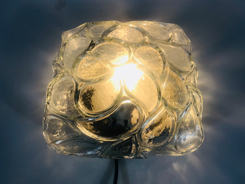 Glashütte Limburg Ice Glass Wall Lamp, Germany, 1960s