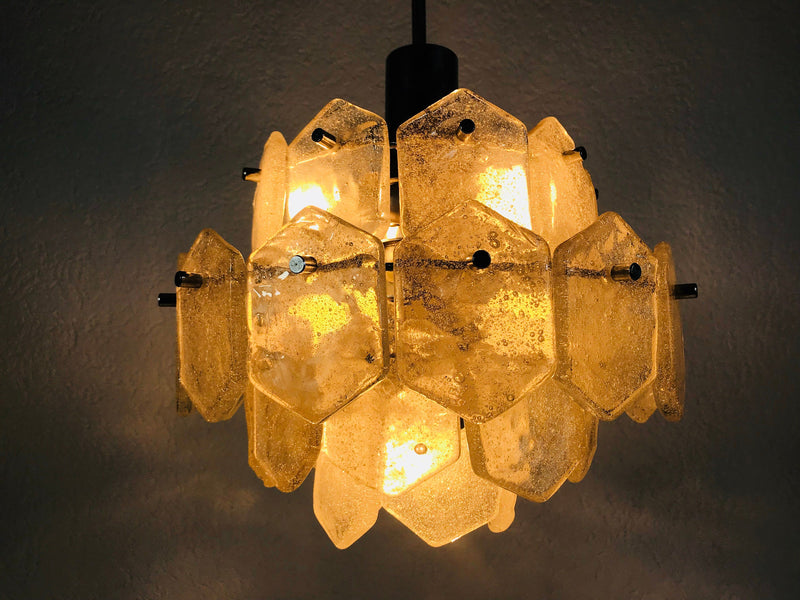 Ice Glass Chandelier by Kinkeldey, Germany, 1960s