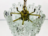 Kalmar Franken Brass and Ice Glass Chandelier, Austria, 1960s