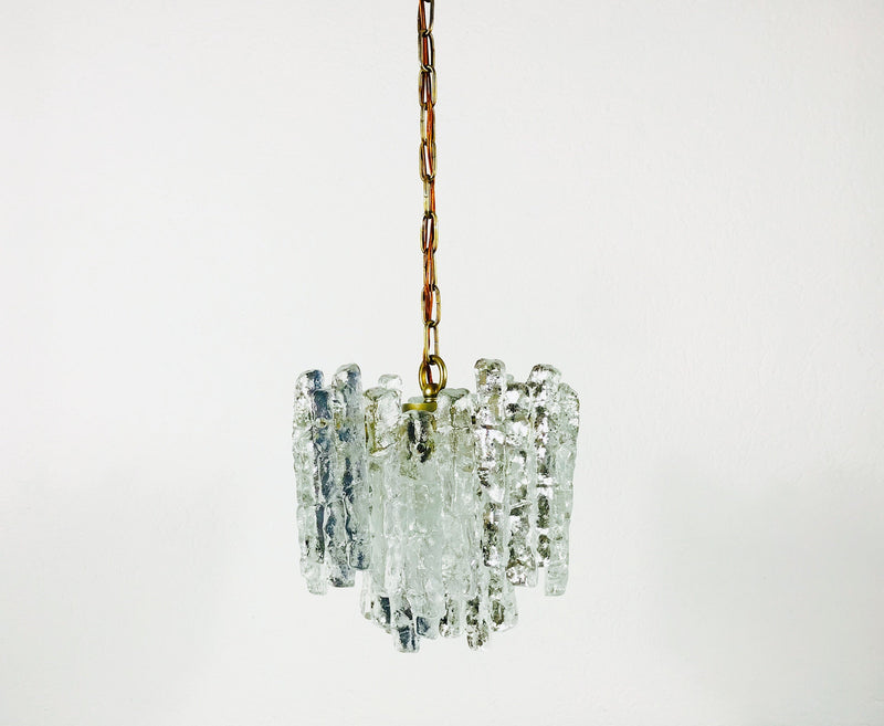 Kalmar Franken Brass and Ice Glass Chandelier, Austria, 1960s