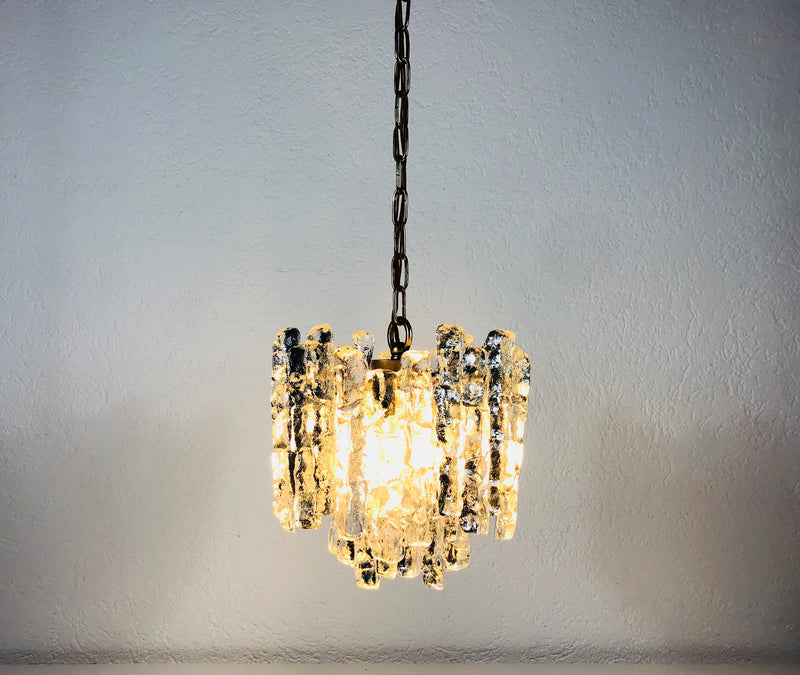 Kalmar Franken Brass and Ice Glass Chandelier, Austria, 1960s