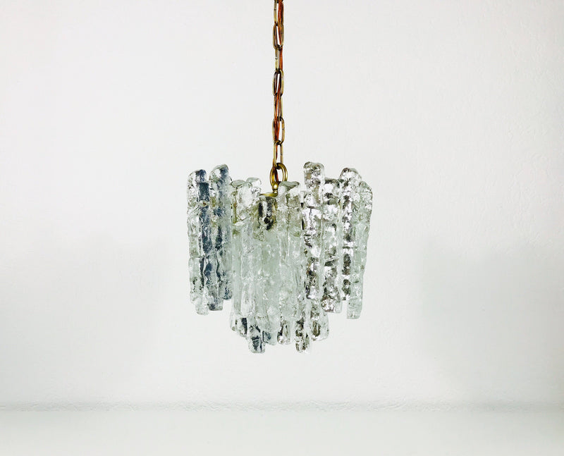 Kalmar Franken Brass and Ice Glass Chandelier, Austria, 1960s