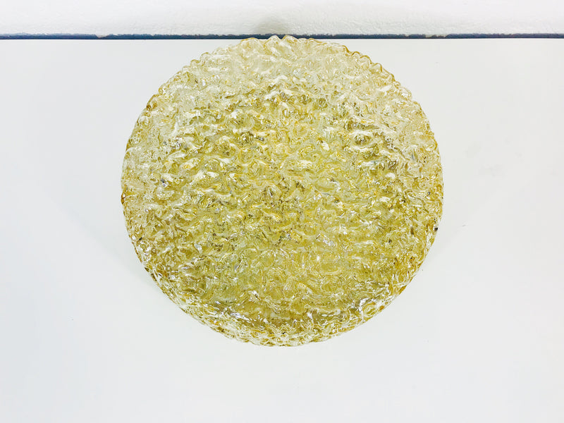 Limburg Circular Ice Glass Flush Mount, Germany, 1960s