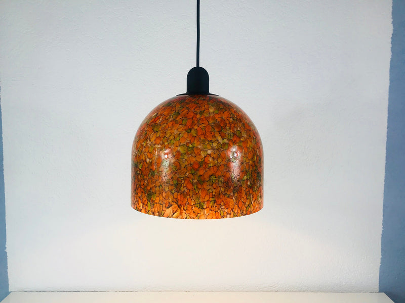 Peill and Putzler Tiffany Colorful Glass Hanging Lamp, Germany 1970s