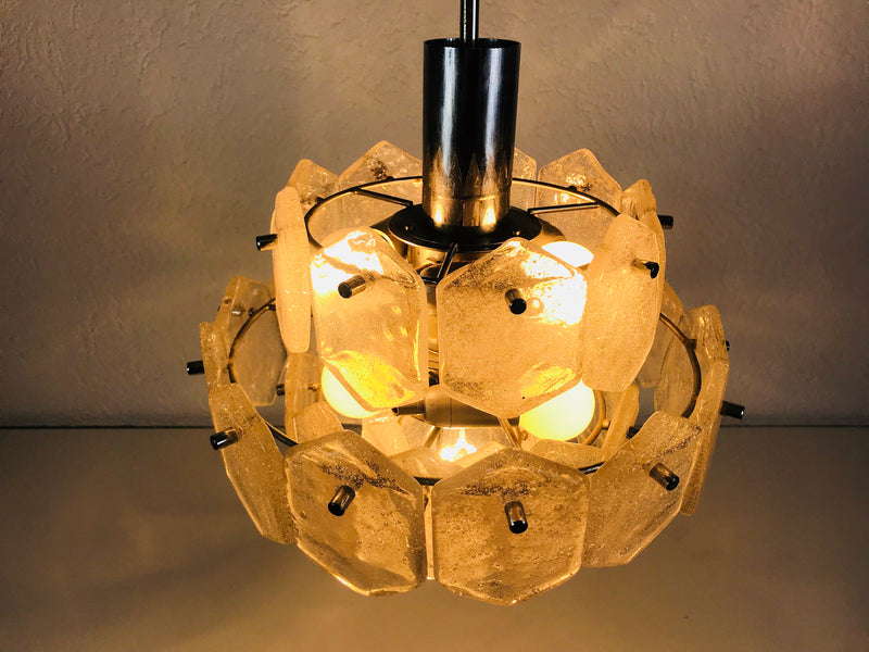 Ice Glass Chandelier by Kinkeldey, Germany, 1960s
