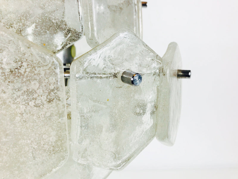 Ice Glass Chandelier by Kinkeldey, Germany, 1960s