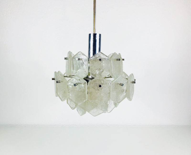 Ice Glass Chandelier by Kinkeldey, Germany, 1960s