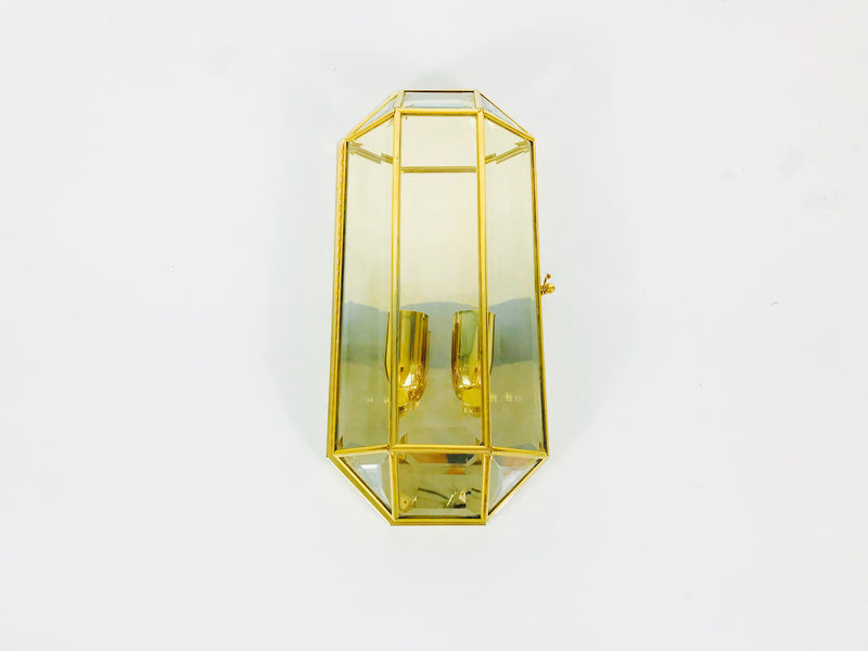 Brass Stilnovo Octagonal Wall Lamp, Italy, 1960s