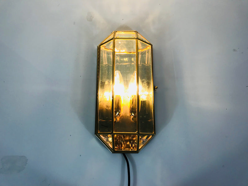 Brass Stilnovo Octagonal Wall Lamp, Italy, 1960s