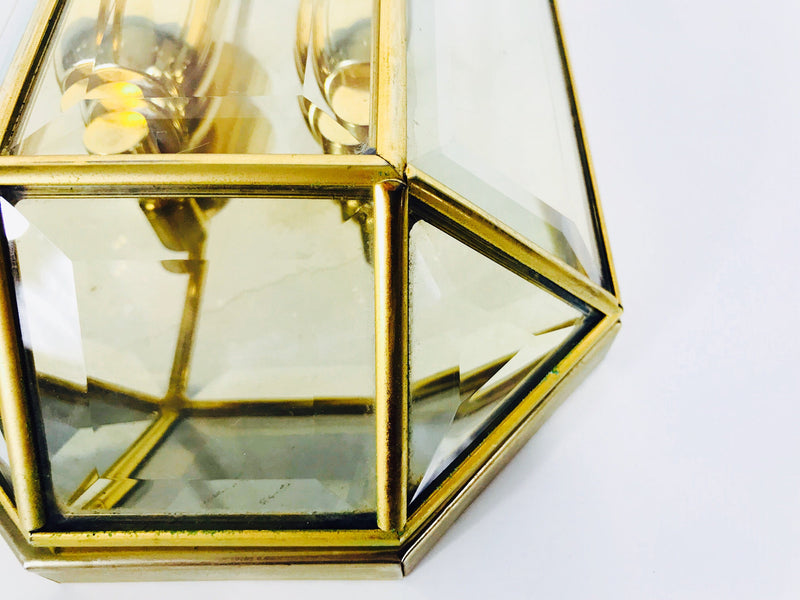 Brass Stilnovo Octagonal Wall Lamp, Italy, 1960s