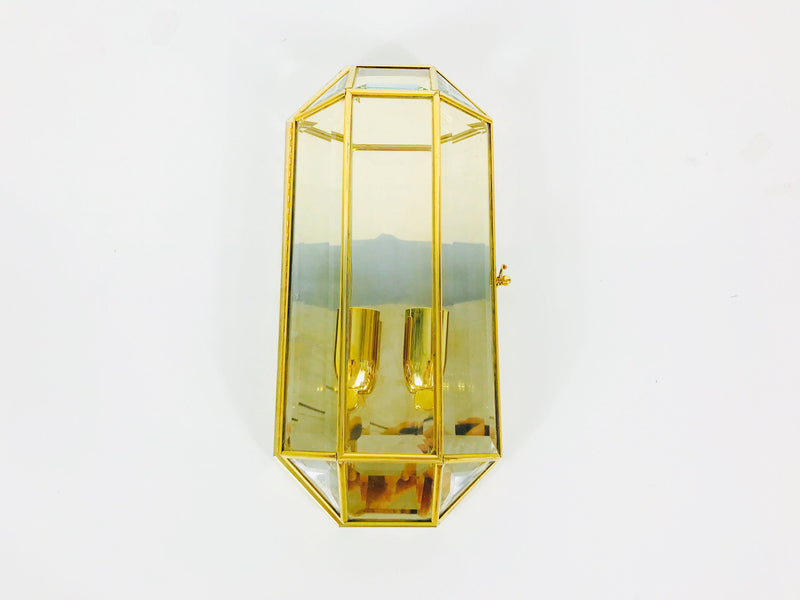 Brass Stilnovo Octagonal Wall Lamp, Italy, 1960s