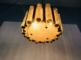 Brass and Ice Glass Chandelier by Kaiser Mid Century, Germany, 1960s