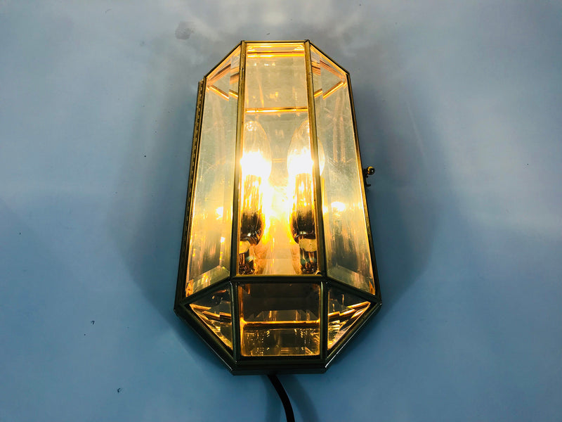 Brass Stilnovo Octagonal Wall Lamp, Italy, 1960s