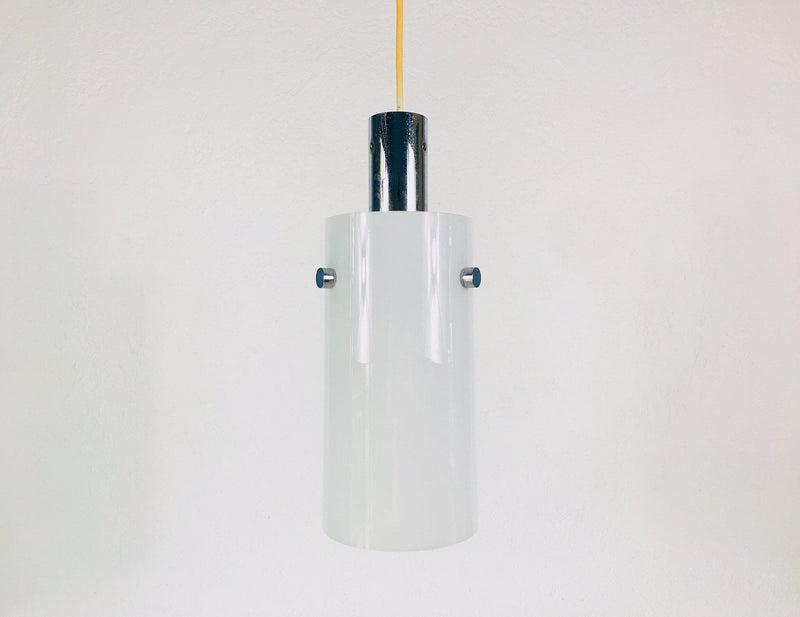 White Limburg Cylinder Shape Hanging Lamp, Germany, 1970s