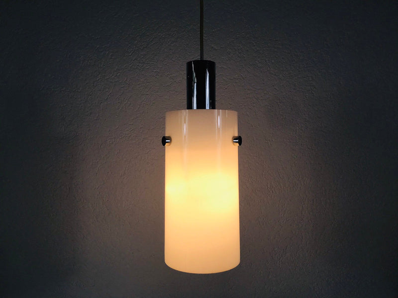 White Limburg Cylinder Shape Hanging Lamp, Germany, 1970s