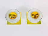 Pair of 2 Mid Century Brass and Ice Glass Wall Lamps by Limburg, Germany, 1960s