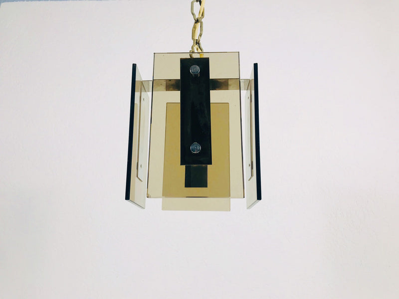 Italian Mid Century Glass Pendant Lamp by Veca, Italy, 1960s