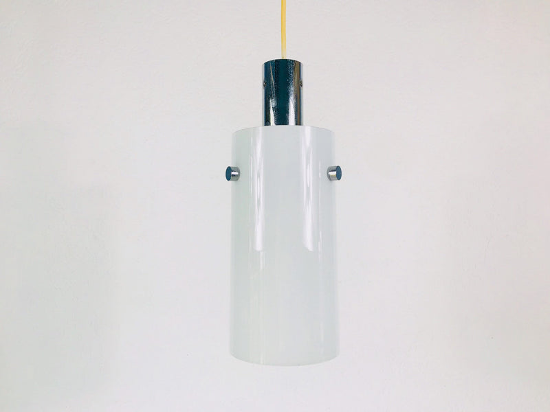 White Limburg Cylinder Shape Hanging Lamp, Germany, 1970s