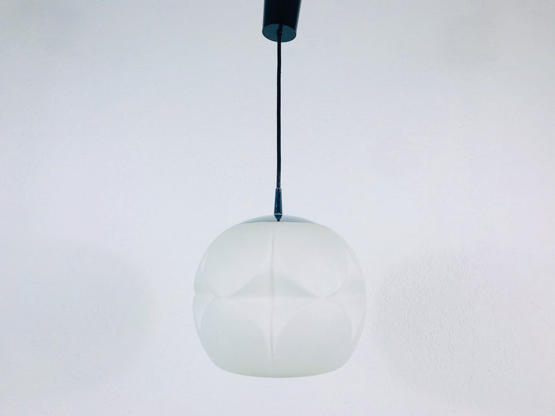 Peill and Putzler Space Age White Glass Pendant Lamp, Germany 1970s