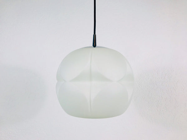 Peill and Putzler Space Age White Glass Pendant Lamp, Germany 1970s