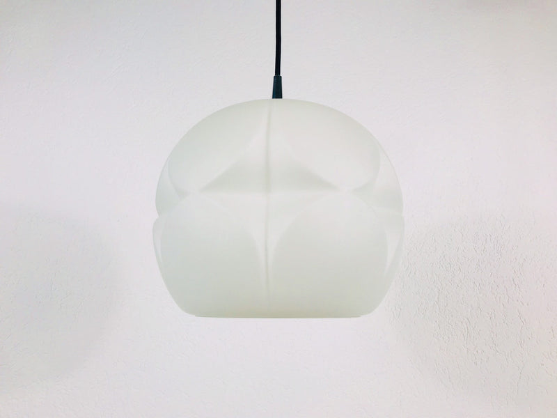 Peill and Putzler Space Age White Glass Pendant Lamp, Germany 1970s