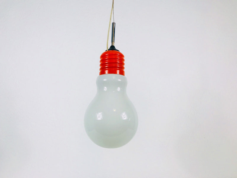 Italian Space Age Orange Metal Hanging Lamp, Italy,  1970s
