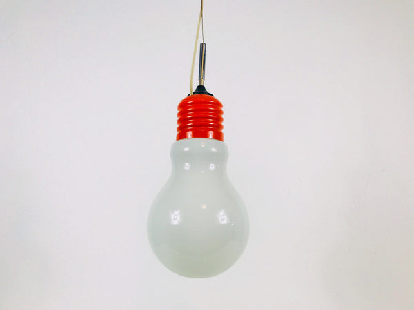Italian Space Age Orange Metal Hanging Lamp, Italy,  1970s