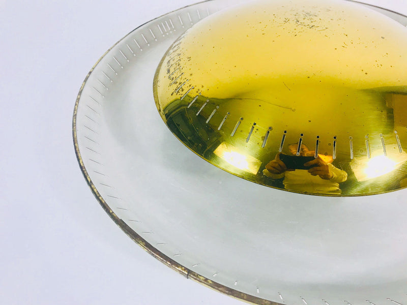 Mid Century Modern Brass and Aluminium Flush Mount by Hillebrand, Germany, 1950s