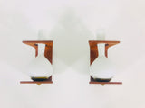 Exceptional Pair of Teak Wall Lamps attributed to Stilnovo, Italy, 1960s