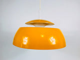 Space Age Orange Metal Hanging Lamp by Temde, Suisse, 1970s