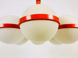 Mid-Century 6-Arm Red Ceiling Lamp from Kaiser, Germany, 1960s