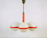 Mid-Century 6-Arm Red Ceiling Lamp from Kaiser, Germany, 1960s